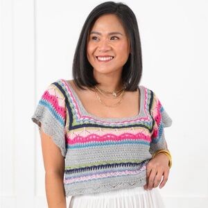 POL Vibrant Crochet Crop Top